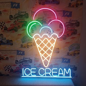 Neon-Eiscreme-Schild, Eistüte Leuchtreklame, Neon-Eistüte-Licht, Eiscreme-Neonanzeige, Neon-Eisskulptur, Eiscreme-Neon