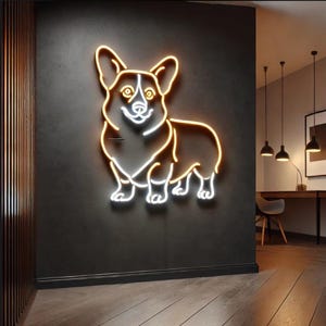 Corgi-neonlicht, hond neonbord, corgi neon decor, neonbord hondenras, corgi oplichtend bord, corgi neon, hondenras neonbord, corgi neonkunst
