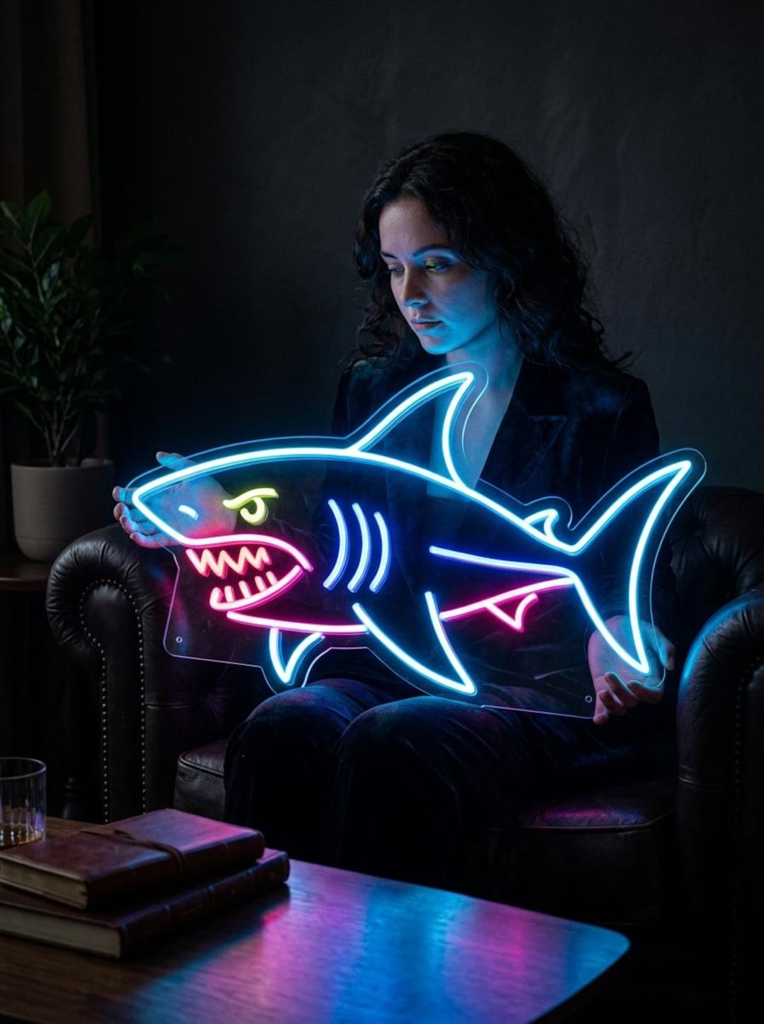 Shark Led Sign Shark Neon Sign, Angry Shark Neon Sign, Led Shark Sign, Blue Shark Neon ...
