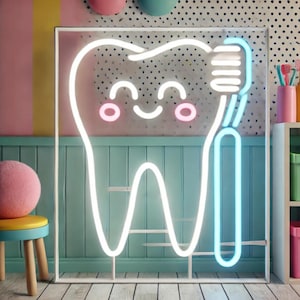 Dental clinic neon sign, kids dental neon sign, dental neon light, tooth neon sign, dental care neon sign, dentist neon sign, neon light