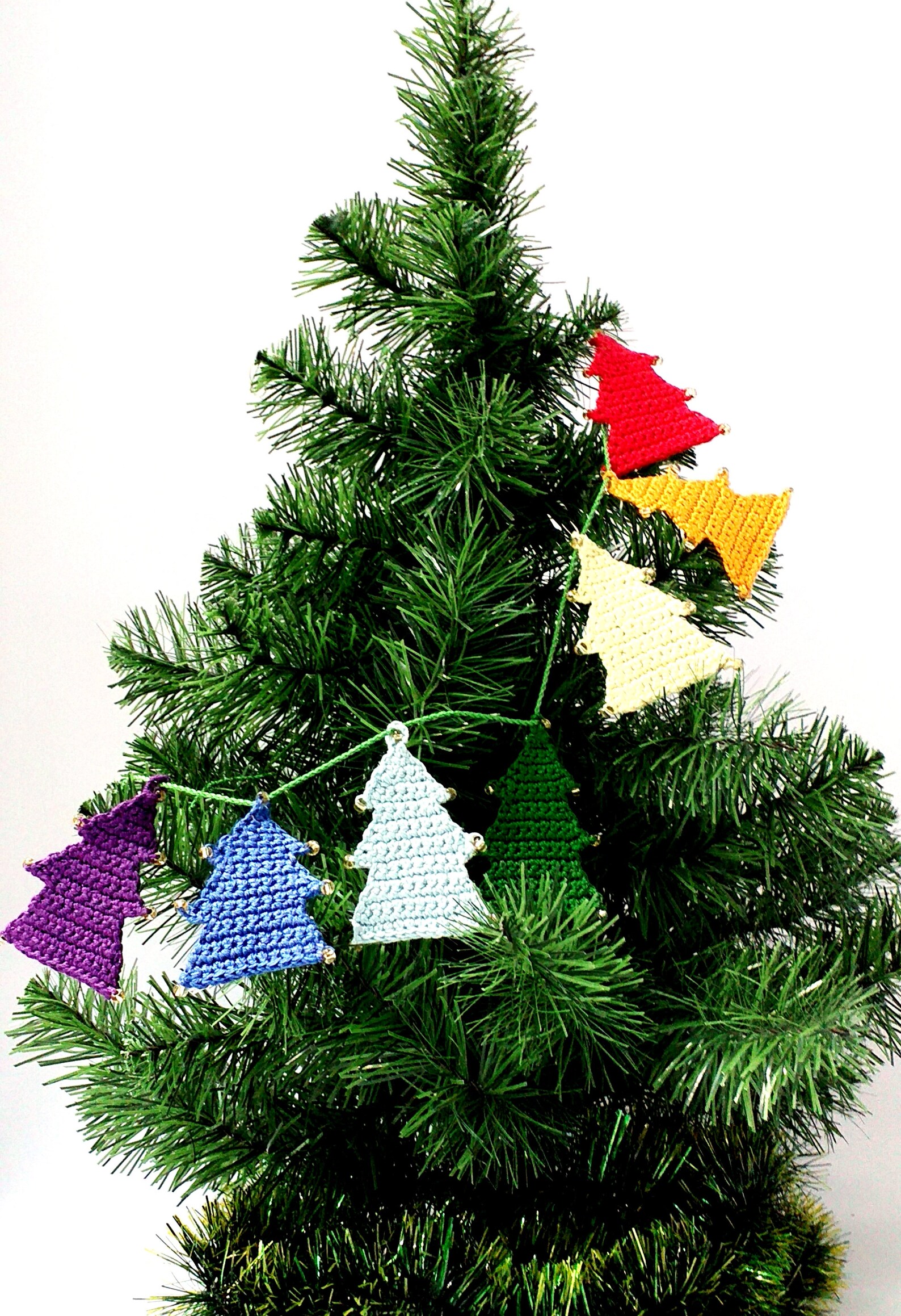 Rainbow Christmas Tree Garland. Christmas Tree Ornaments Set. Etsy