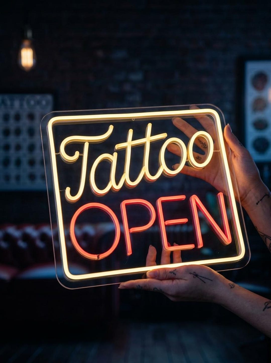 Tattoo Open Neon Sign, Neon Sign Tattoo Open, Tattoo Open Shop Neon ...