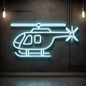 Helicopter neon light, helicopter LED sign, neon chopper sign, neon helicopter wall decor, helicopter night light, aviation neon sign