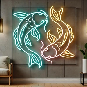 Koi fish neon sign, neon koi fish, koi fish light sign, neon koi light, Japanese koi neon sign, koi fish LED sign, neon fish sign