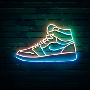 Neon sneaker sign, Neon shoe sign, Neon sneaker-shaped sign, Neon shoe-shaped sign, Sneaker neon light, Shoe neon light