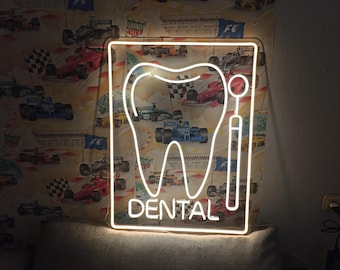 Dental clinic neon sign, dentist office neon sign, dental neon light, tooth neon sign, dental care neon sign, dentist neon sign, neon light