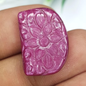 Natural Ruby Handmade Carving Gemstone | Hand Carved Ruby Stone | Red Ruby Carving | Artisan Carved Gemstone | Jewelry Making Stone