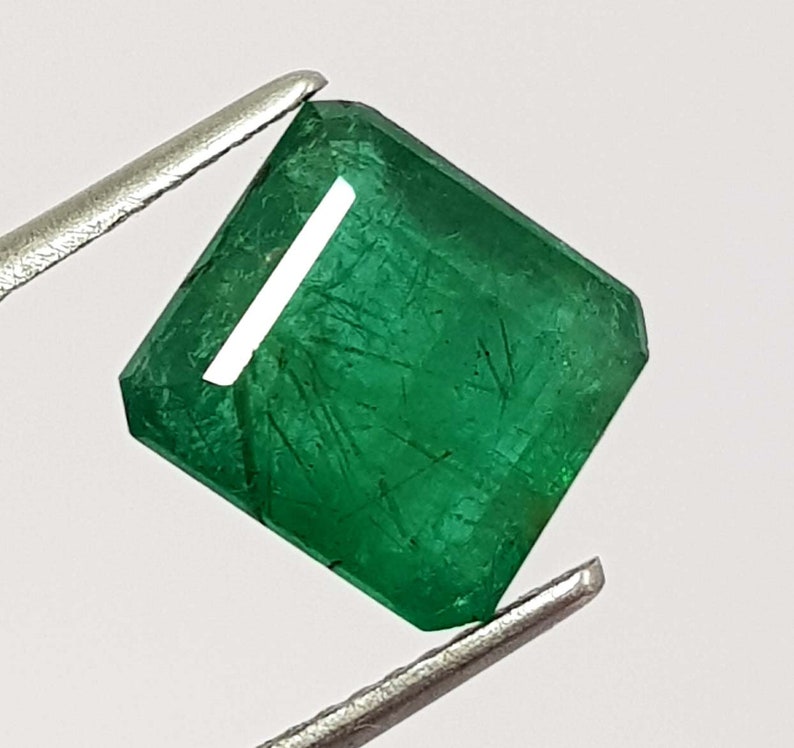 3.11 Ct Natural Emerald Cut Top Green Zambia Emerald Untreated Finest Quality
