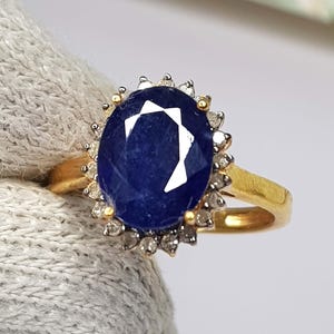 Blue Sapphire Ring, Vintage Sterling Silver Blue Engagement Ring, Unique Anniversary Ring, September Birthstone, Birthday Gift For Her