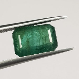 Esmeralda natural de Zambia de 2,20 ct, esmeralda de corte octagonal, verde intenso, piedra preciosa suelta sin tratar, 9,4 x 6,4 mm, tamaño calibrado, esmeralda, esmeralda natural
