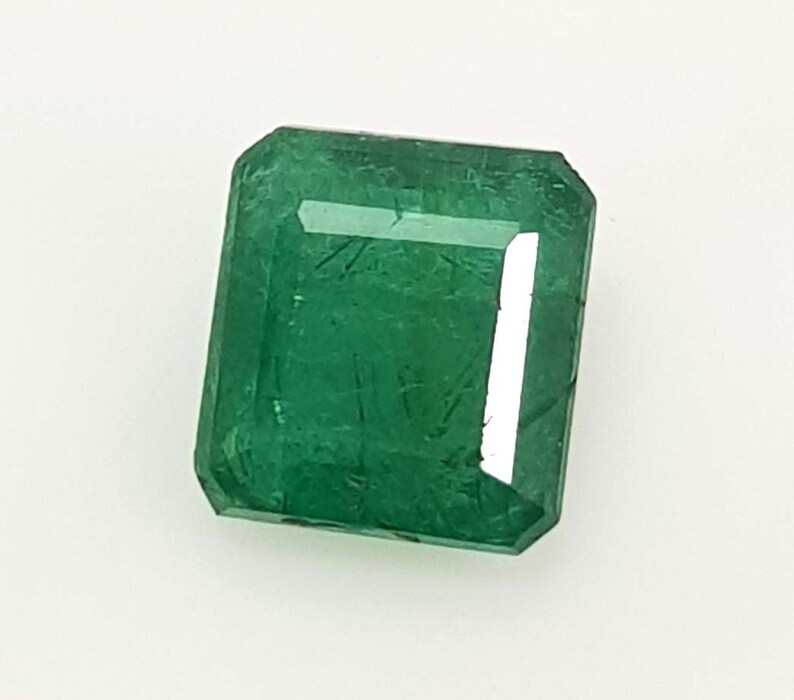 3.11 Ct Natural Emerald Cut Top Green Zambia Emerald Untreated Finest Quality