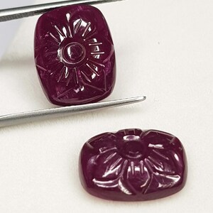 12.25 Ct Natural Mozambique Ruby handmade Carved Pair Loose Gemstone For Earring, Ruby Carving , vintage carving , Ruby Earrings