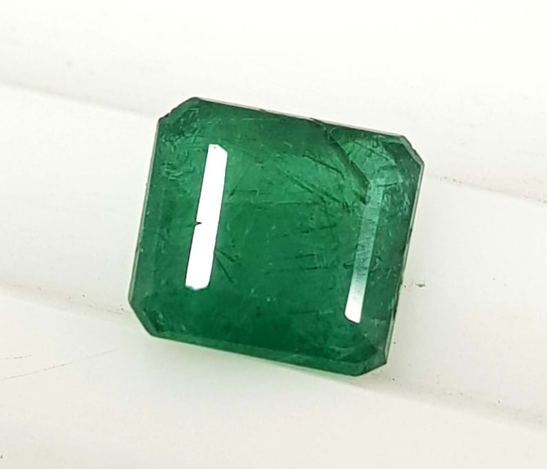 3.11 Ct Natural Emerald Cut Top Green Zambia Emerald Untreated Finest Quality