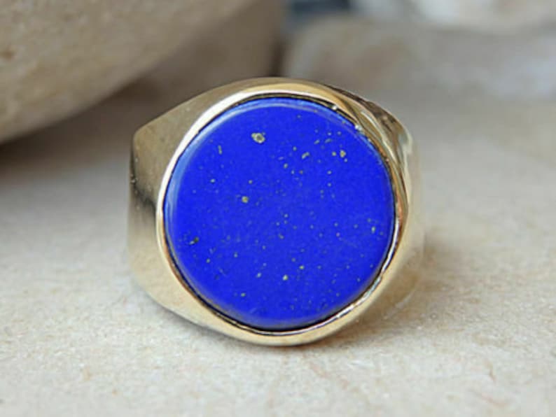 Lapis Lazuli Gemstone Solid 925 Sterling Silver Engagement Mens Ring Jewelry
