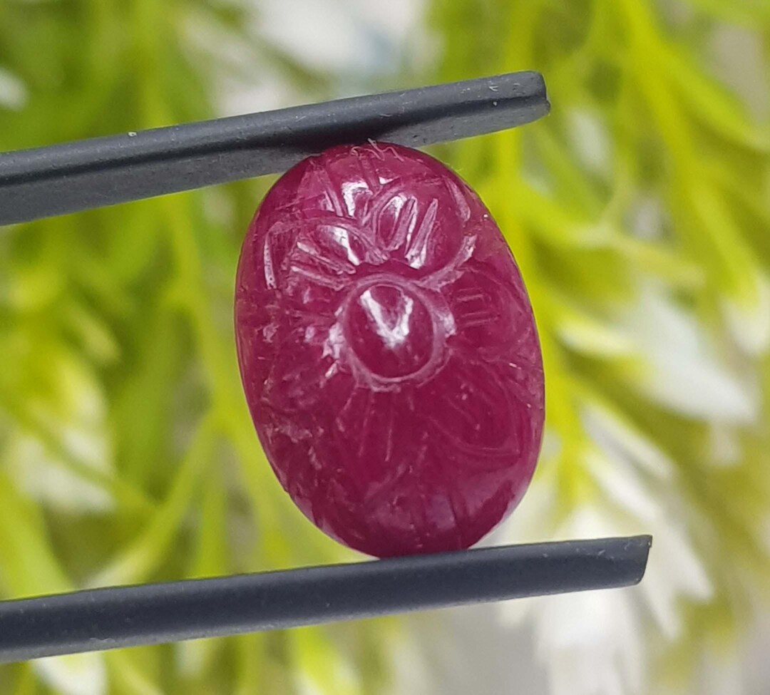 11.85 Ct Natural Ruby Handmade Oval Shape Carving Mozambique Mines ...