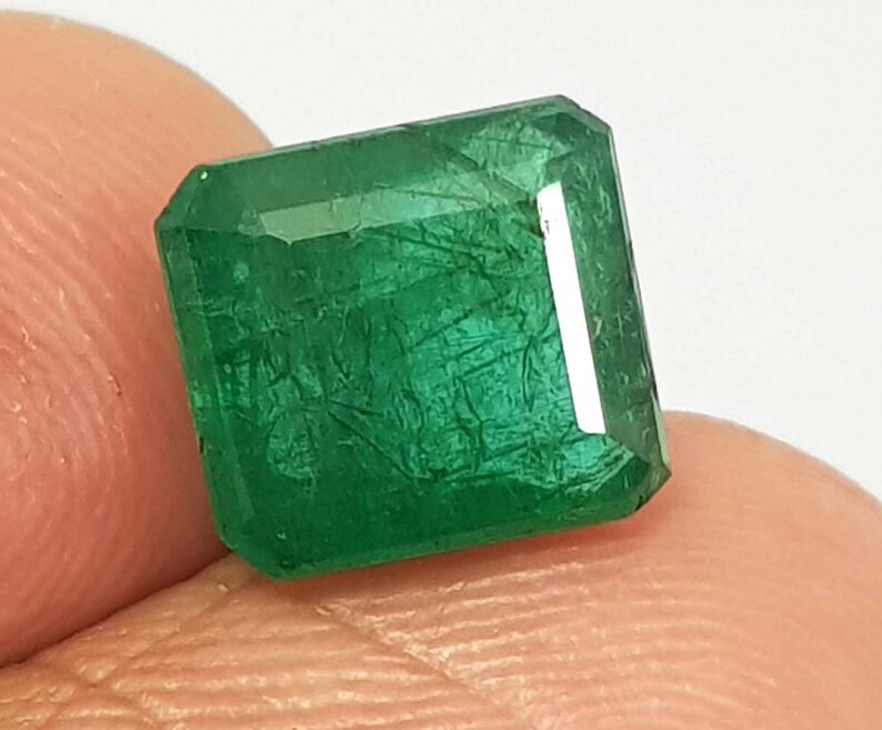 3.11 Ct Natural Emerald Cut Top Green Zambia Emerald Untreated Finest Quality