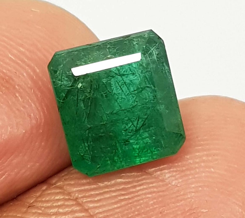 3.11 Ct Natural Emerald Cut Top Green Zambia Emerald Untreated Finest Quality