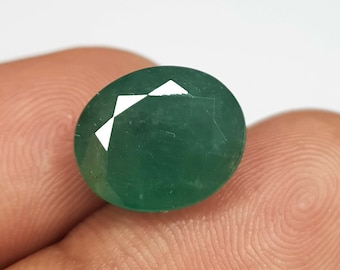 5.75 Ct Natural Emerald Zambian Oval Cut Untreated Faceted Huge Size Looe Gemstone , Natural Emerald
