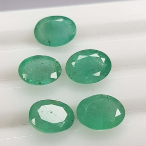 Natural Emerald Oval Cut Lot 7.70 Cts -Zambia Emerald 5 pcs lot - Green emerald Oval ,loose Emerald gemstone, Untreated oval Emerald lot