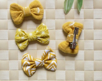 Yellow bow tie bar - knot for hair