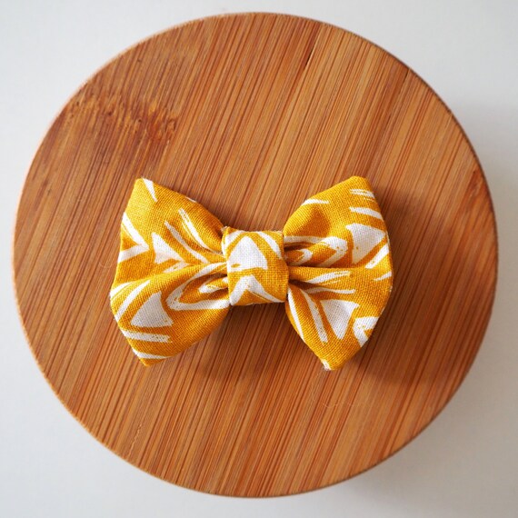 Printed Yellow Bowtie Hair Clip Etsy