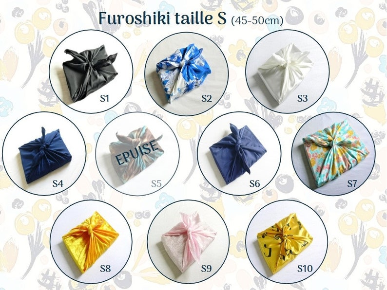 Furoshiki upcyclé Emballage cadeau réutilisable en tissu image 2