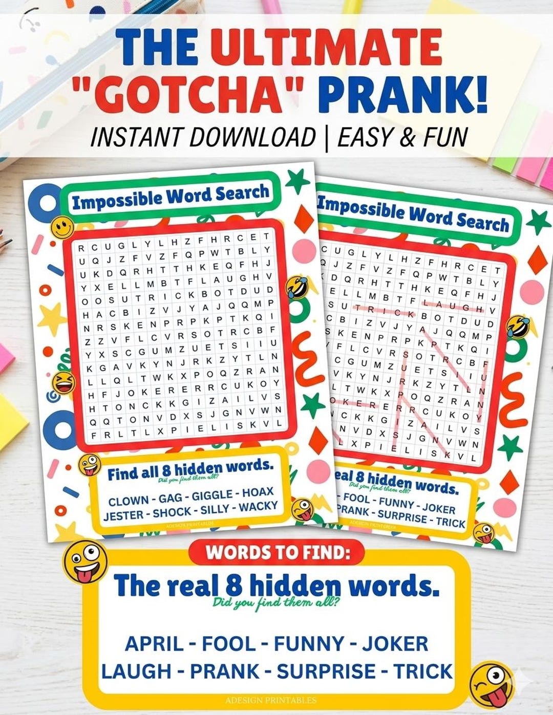 Impossible Word Search Prank | April Fools Classroom Activity (digital ...