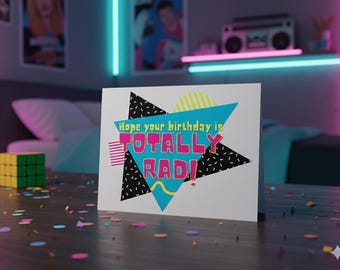 Carte d'anniversaire rétro des années 90 : Totally Rad Design (PDF)