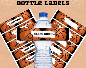 Basketball Game Day Bottle Labels, Printable March Madness Water Bottle Label, Basketball Birthday, Drink Label, Sports Bottle, Napkin Rings