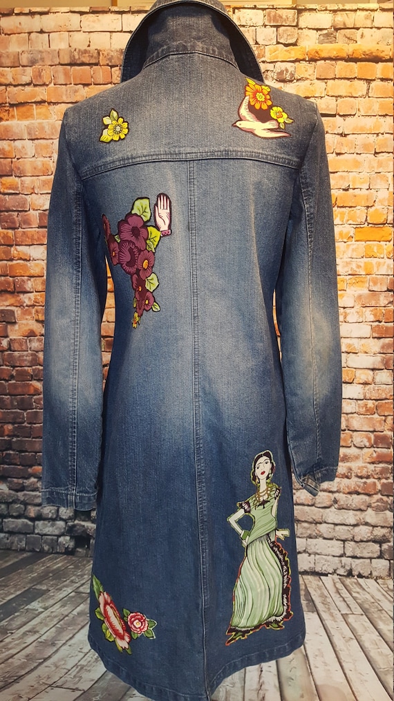 Su misura cappotto/giacca denim vintage Frida Kahlo ispirato | Etsy Italia