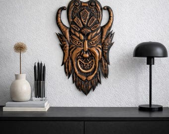 Vintage Soviet metal devil mask Wall plaque Mephistopheles demon Antique Decor