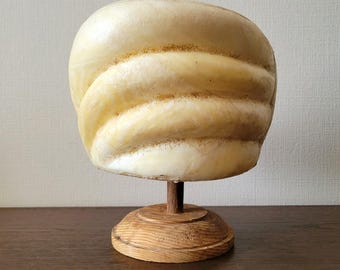 Beret Millinery Hat Block 90s vintage plastic supplies Wood form Antique mold
