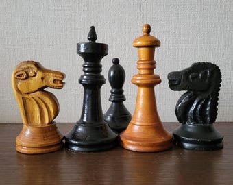 Wooden soviet chess set - 60s
