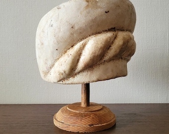 Beret Millinery Hat Block 90s vintage plastic supplies Wood form Antique mold