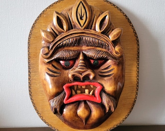Vintage wooden wall mask - Mephistopheles
