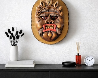 Vintage wooden wall mask - Mephistopheles