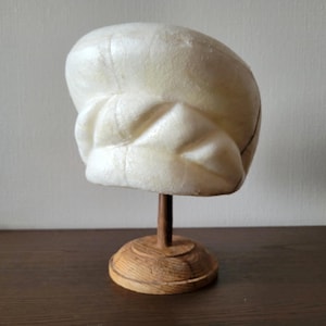 Large beret Millinery Hat Block 90s vintage plastic supplies Wood form Antique mold
