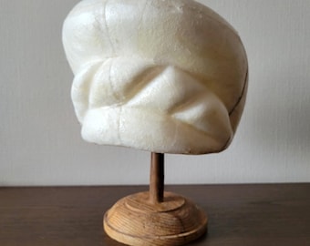 Large beret Millinery Hat Block 90s vintage plastic supplies Wood form Antique mold