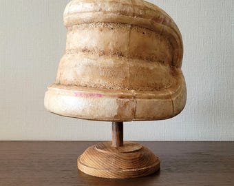 Bonnet Millinery Hat Block 90s vintage plastic supplies Wood form Antique mold