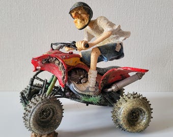 Zeldzame Guillermo Forchino Quad Comic Art Bike Car Beeldje Decor