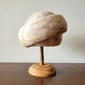 Shell Beret Millinery Hat Block 90s vintage plastic supplies Wood form Antique mold