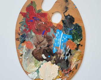 Vintage ovaal houten kunstenaarspalet Antiek schilder olieverfschilderij houten wanddecoratie