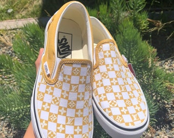 louis vuitton yellow checkered vans