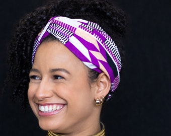 African print Twist Headband Headpiece - Adults - Hair Accessories - Purple kente
