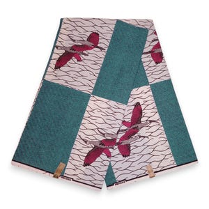 African Wax print fabric - Turquoise Birds - Ankara Cotton Fabrics - African fabric Wax cloth by the yard - Julius Holland