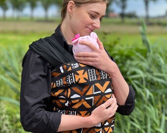 Porte-bébé imprimé africain / Écharpe bébé / écharpe de portage / porte-bébé ankara pour nouveau-né - Tissu de boue noire / bogolan