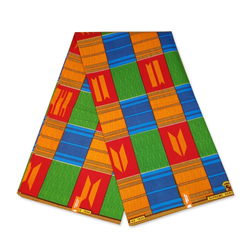 KENTE Fabric African Green / Orange / Blue / Red Kente Ghana | Etsy
