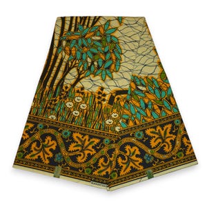 Vlisco Wax Hollandais - Turquoise Yellow Fallen tree VL00562 Limited Edition - African Wax print fabric - Ankara Cotton Vlisco Fabric