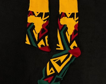 Afrikanische Socken / Afrosocken / Kente-Socken - Gelb - Socken mit afrikanischen Drucken