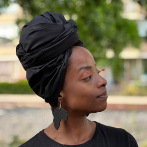 African headwrap - Black solid color - headwrap turban / scarf / headband / headtie / wrap